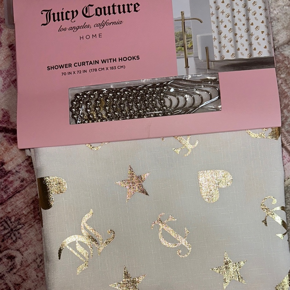 Juicy Couture Gold Star Shower Curtain